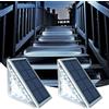 TOTHDATE Set di 2 luci solari per scale per esterni, luce bianca fredda, luce solare a gradini, IP67, impermeabile, per pavimento, veranda, cortile, sentieri e marciapiedi