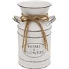 Soyizom Vaso da fiori in metallo vintage decorativo secchio vaso per fiori, decorazione casa colonica vaso lattina con manico francese bianco vaso finitura zincata vaso shabby chic vaso per la