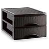PlasticForte Cassettiera Organizer Effetto Rattan 2 Cassetti Wenge 26 x 35 x 19 cm