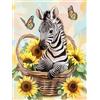Bimkole DIY 5D Diamond Painting Kit Completo Fai da Te Zebra, Girasole Pittura Diamante Punto Croce Strass Arte E Creazione Di Mosaico Decorazione Murale Artigianale 30x40 cm
