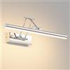 Klighten Led Lampada Da Specchio Bagno 40cm,Lampada Da Parete Rotante Ip44,12W 970 LM Luce Specchio Bagno Led,Applique Moderno In Alluminio,Bianco Caldo 3000K,Cromo