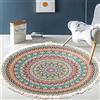 Duories Tappeto Rotondo in Cotone Vintage, con Motivo Mandala, Lavabile, Tessuto a Mano, con Nappe per Camera da Letto, corridoio, Soggiorno, tavolino da caff? Lavabile in Lavatrice, Fiori 80 cm, #12