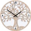 Levandeo Orologio da parete in legno 30x30 cm, albero della vita, naturale, bianco, rotondo, decorazione da parete, orologio da parete, dipinto murale, decorazione