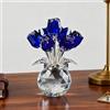 Generic Bouquet di rose in cristallo con vaso rotondo, ornamento floreale in vetro da collezione per casa, feste, matrimoni, regali romantici per donne per San Valentino, festa della mamma, Natale