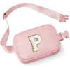 YOOLIFE Marsupio con lettere per bambini e bambine, regalo per ragazze 3 4 5 6 7 8 9 10 11 12 anni, personalizzato per adolescenti regali per donne fidanzate sorelle mamma, Colore: rosa., P