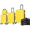 CELIMS Set di valigie leggere, approvate da più di 100 compagnie aeree, per un viaggio in totale sicurezza, giallo, Set 4 pièces