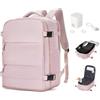 BJLFS Bagagli Cabina 40x30x20 per Ryanair Zaino da viaggio cabina aereo 20L Bagaglio a mano 40x20x25 Piccolo Zaino per computer portatile da 14 pollici uomo donna, G04-grigio Rosa, Sac à dos avec vide