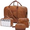 Wogarl Borsone da viaggio per donne e uomini, grande borsa da viaggio con scomparto per scarpe, borsa da toeletta borsa a tracolla per laptop da 21 pollici, Marrone chiaro, Moda