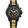 LOUIS XVI Palais Royale - Ø 43 mm - orologio da uomo - impermeabile - orologio con vetro zaffiro - oro/argento/nero - quadrante nero - movimento al quarzo svizzero, bicolore S/G, Bracciale