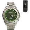 Ａ Ａｒｔｓｔａｔｅ ARTSTATE AS0259 - Orologio da uomo al quarzo, analogico, con cinturino in acciaio inox, impermeabile fino a 10 bar, verde, Moderno
