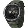 findtime Orologio digitale da uomo, militare, contapassi, bussola, impermeabile, tattico, sportivo, contacalorie, pacer, corsa, luce LED, cronometro, conto alla rovescia, Nylon Verde