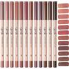 Petansy Set di matite per labbra opache, 12 colori di lunga durata, impermeabili, colore nude, matite per il trucco delle labbra, matita per trucco naturale liscia e ad alta pigmentazione, matite per