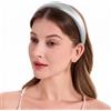 ZLYC Fasce per capelli in seta di gelso da donna, senza denti, anti-mal di testa, antiscivolo, per la cura della pelle, trucco, uso quotidiano, argento solido
