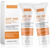 Glowhaven 2 Pezzi Crema Solare SPF 100, Crema Solare Protezione 100, Sunscreen SPF 100, Una Crema Solare Idratante, Forte Protezione UVA/UVB, Adatta a Tutti i Tipi di Pelle