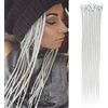 Generic Extension dreadlocks da 20, sottili da 0,6 cm, con estremità singola, 15 spiagge sintetiche, in finta pelliccia reggae crochet trecciato dread extensions (Single Ended, SE-Light Gray)