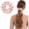 ZLYC Anelli per capelli da donna e ragazza, 100% seta, in pura seta di gelso, 19 momme (tinta unita rosa blush), 3,5 cm