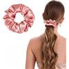 ZLYC Anelli per capelli da donna e ragazza, 100% seta, in pura seta di gelso, 19 momme (tinta unita, rosa pesca), 3,5 cm