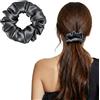 ZLYC Anelli per capelli da donna e ragazza, 100% seta, in pura seta di gelso, 19 momme (tinta unita, grigio), 3,5 cm