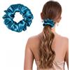 ZLYC Anelli per capelli da donna e ragazza, 100% seta, in pura seta di gelso, 19 momme (tinta unita, blu pavone), 3,5 cm