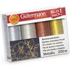 Gütermann creativ Set filo da ricamo a macchina 4 bobine Metallic 200 m in diversi colori