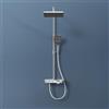 EMKE Sistema doccia con termostato, set completo con doccia a pioggia, termostato, colonna doccia, doccetta a mano con 3 livelli di getto, certificato KTW, set doccia con ripiano in vetro, cromato