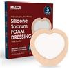 MEDca Medicazione in schiuma di silicone sacro con bordo adesivo, 17,8 x 17,8 cm, confezione da 5, bende in silicone impermeabile per ferite, medicazione altamente assorbente per ferite da letto in