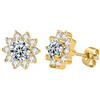 PAKORIO Orecchini moissanite colori fantasia donna, placcati oro 14K con perni argento 925, design floreale scintillante, ipoallergenici per pelli sensibili(Trasparente)