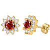 PAKORIO Orecchini moissanite colori fantasia donna, placcati oro 14K con perni argento 925, design floreale scintillante, ipoallergenici per pelli sensibili(Rubino)