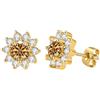 PAKORIO Orecchini moissanite colori fantasia donna, placcati oro 14K con perni argento 925, design floreale scintillante, ipoallergenici per pelli sensibili(Oro)