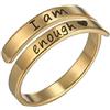 IMINI I am Enough - Anello ispiratore per donne, ragazze, uomini, in argento Sterling, anello di incoraggiamento, anello aperto e regolabile, Argento sterling