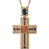 Nazareth Store Croce pettorale Gesù Faccia Crocifisso Icona Pendente Pietre Blu cristallizzate Elementi Cristiano Sacerdote Cristiano Vescovo Collana 20in Confezione Regalo