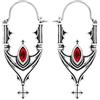 Restyle Orecchini gotici lunghi reliqui, cristallo rosso, stile Whimsigoth e Witchy, ottone placcato in argento sterling 925