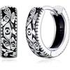 CERSLIMO Orecchini da uomo malocchio - Orecchini in argento Sterling da donna uomo - orecchini a cerchio neri | Regali di Natale