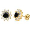 PAKORIO Orecchini moissanite colori fantasia donna, placcati oro 14K con perni argento 925, design floreale scintillante, ipoallergenici per pelli sensibili(Nero)