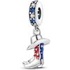 Generic M&S - Ciondolo a forma di stivale da cowboy Texas, bandiera USA, stelle e strisce, in argento Sterling 925, per braccialetti Pandora e braccialetti europei