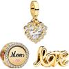 YUMINN Love Mom Charm 3 Pieces/Set Charms Argento 925 Sterling per Bracciali e Collane Perline Pendenti Regali di Gioielleria per le Donne