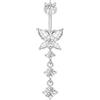 Besyvvin Piercing corto per ombelico in argento sterling 925 con farfalla pendente da 6 mm Gioielli per piercing piccoli