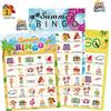 DFXIU Carte da gioco da campeggio con 24 giocatori Campeggio Avventura Party Games Foresta Jungle Bingo Carte per attività di famiglia e amici (carta da bingo tropicale estiva)