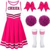 LEACOOLKEY Costume da Cheerleader per Ragazze Costume di Halloween Uniforme da Cheerleading Set per Travestimenti Feste Compleanno