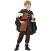 Ezuwail Costume medievale rinascimentale per bambini da pirata vichingo per | Mantello con cappuccio, tunica, pantaloni, cintura, cavaliere, pirata, principe, Hobbit, Robin Hood Cosplay per Ren Fair