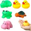 JOVYTH 6 Pezzi Giocattoli Bagno Animali Marini Cigolanti, Morbidi Giocattoli Acqua Galleggianti, Atossici per Bambini e Neonati
