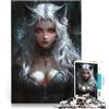 LKSDCBOT Puzzle da 1000 pezzi per adolescenti Ragazza lupo dai capelli bianchi Antistress Sfida difficile Giocattoli per la decorazione della casa 52x38cm