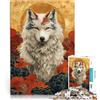 LKSDCBOT Puzzle da 1000 pezzi per adulti Lupo bianco con macchie rosse e blu Rompicapo per Ogni pezzo è unico - Gioco divertente e stimolante per tutta la famiglia 75x50cm