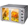 Bakaji Forno Fornetto Elettrico Ventilato 55 Lt Potenza 2200W con Doppia Porta Luce Interna 4 Selezioni di Cottura Temperatura Regolabile Timer Girarrosto e Accessori