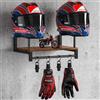 THYGIFTREE Porta Casco Moto da Parete per 2 Caschi, Appendi per Caschi con un Ripiano In Legno, Versatile Accessori Moto Uomo per Calcio, Baseball, Garage (Nero)
