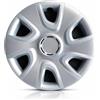 Generico Set 4 Copricerchi 15 Pollici Compatibili con Renault Clio 2009> | Coppe Ruota in ABS per Cerchi in Ferro | Design Elegante | Montaggio Rapido | Colore Argento/Nero