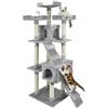 AQPET Tiragraffi XXL 170cm per Gatti con Cuccia, Albero Gioco Multifunzionale e Parco Giochi Completo, Colore Grigio