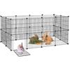 Froadp 142 x 72 x 72 cm, doppio recinto per conigli XXL, in metallo, per piccoli animali, con porta, per cuccioli, per porcellini d'India, per piccoli animali, gabbia roditori (nero)