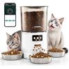 Vacqueen Distributore automatico di cibo per gatti con APP, 6L / 25 porzioni di cibo per gatti, 3 ciotole, 3 confezioni di cibo secco, sistema anti-ostruzione, registrazione vocale 10-S, WiFi 2.4G