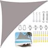 ZFEBHMY Tenda a Vela Triangolare, Vela Ombreggiante Triangolare Impermeabile con Kit di Fissaggio Corda, Tenda da Sole Telo Parasole Ombreggiante per Giardino Patio Piscina-Khaki||4x4x4M